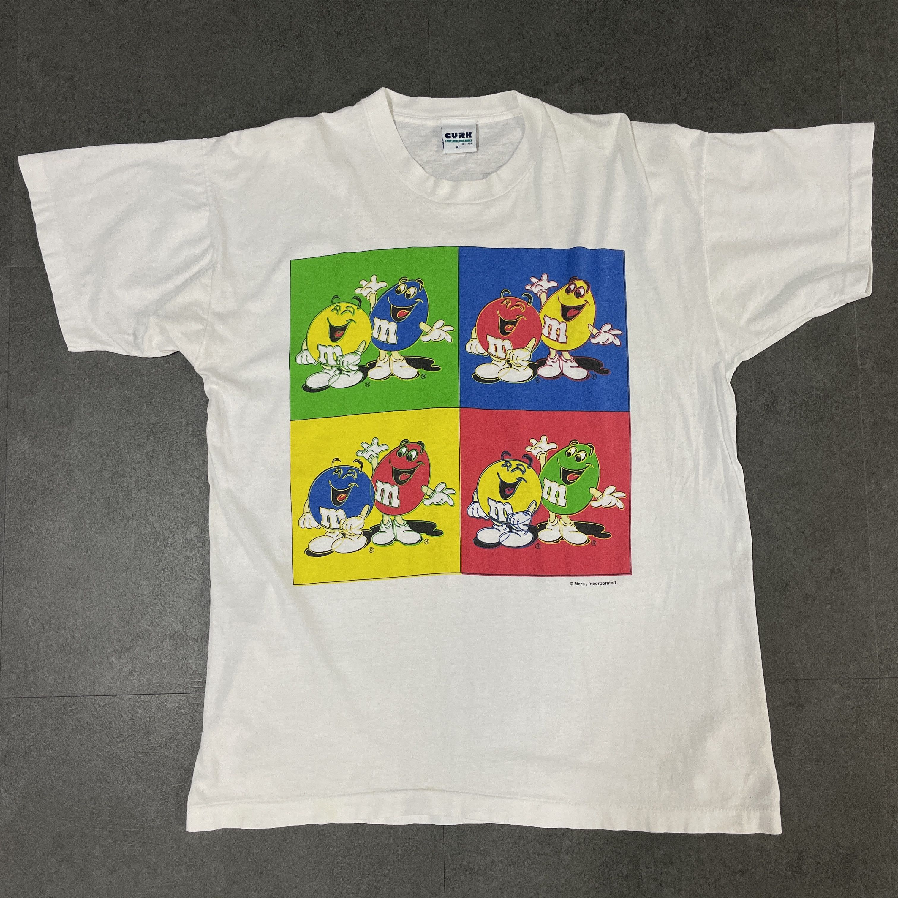 image of 90's M&m Candy Andy Warhol Style Pop Art Shirt in White, Men's (Size XL)