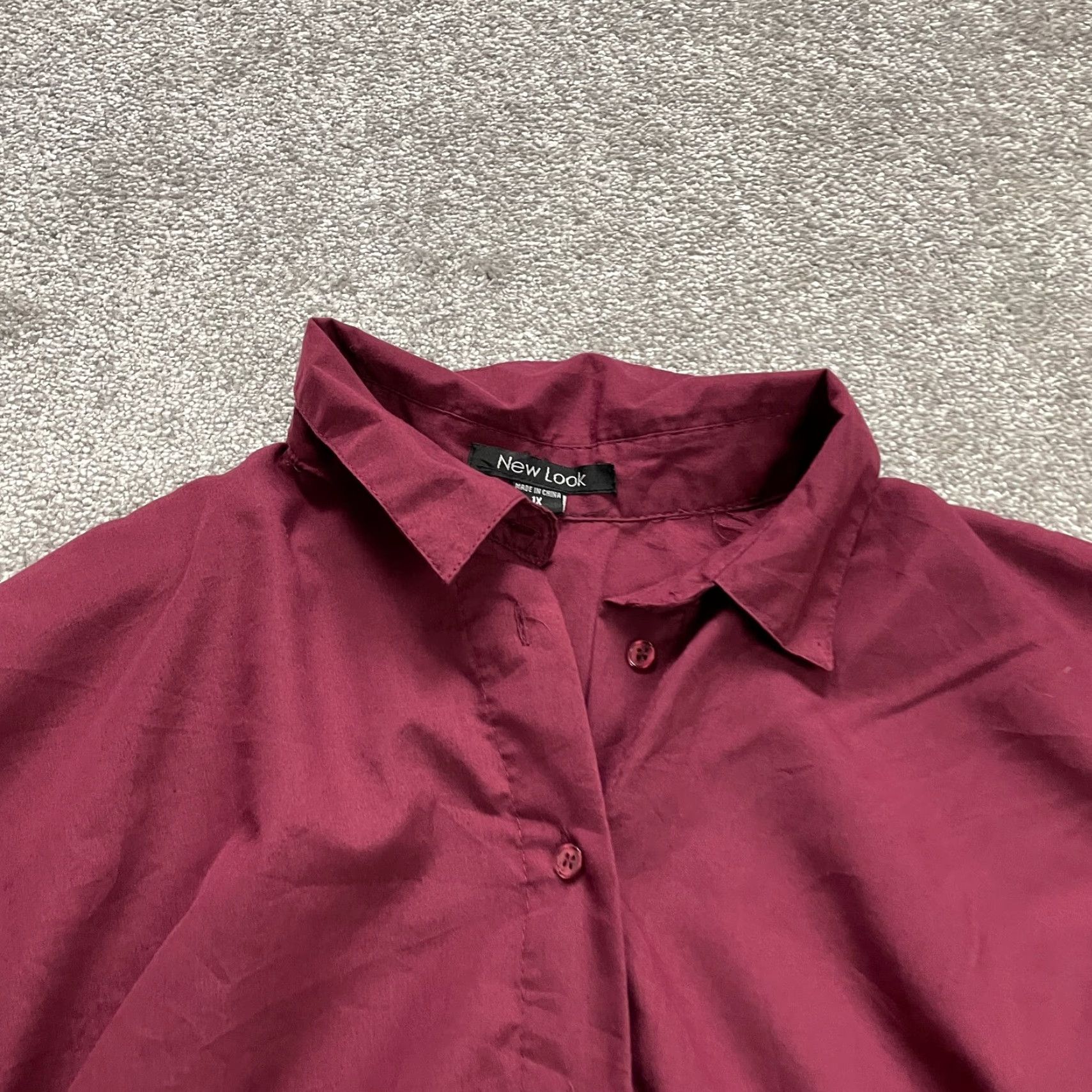 New Look New Look Button Down Shirt Womens XL Maroon Long Sleeve High Low Business Casual Size XL / US 12-14 / IT 48-50 - 3 Thumbnail
