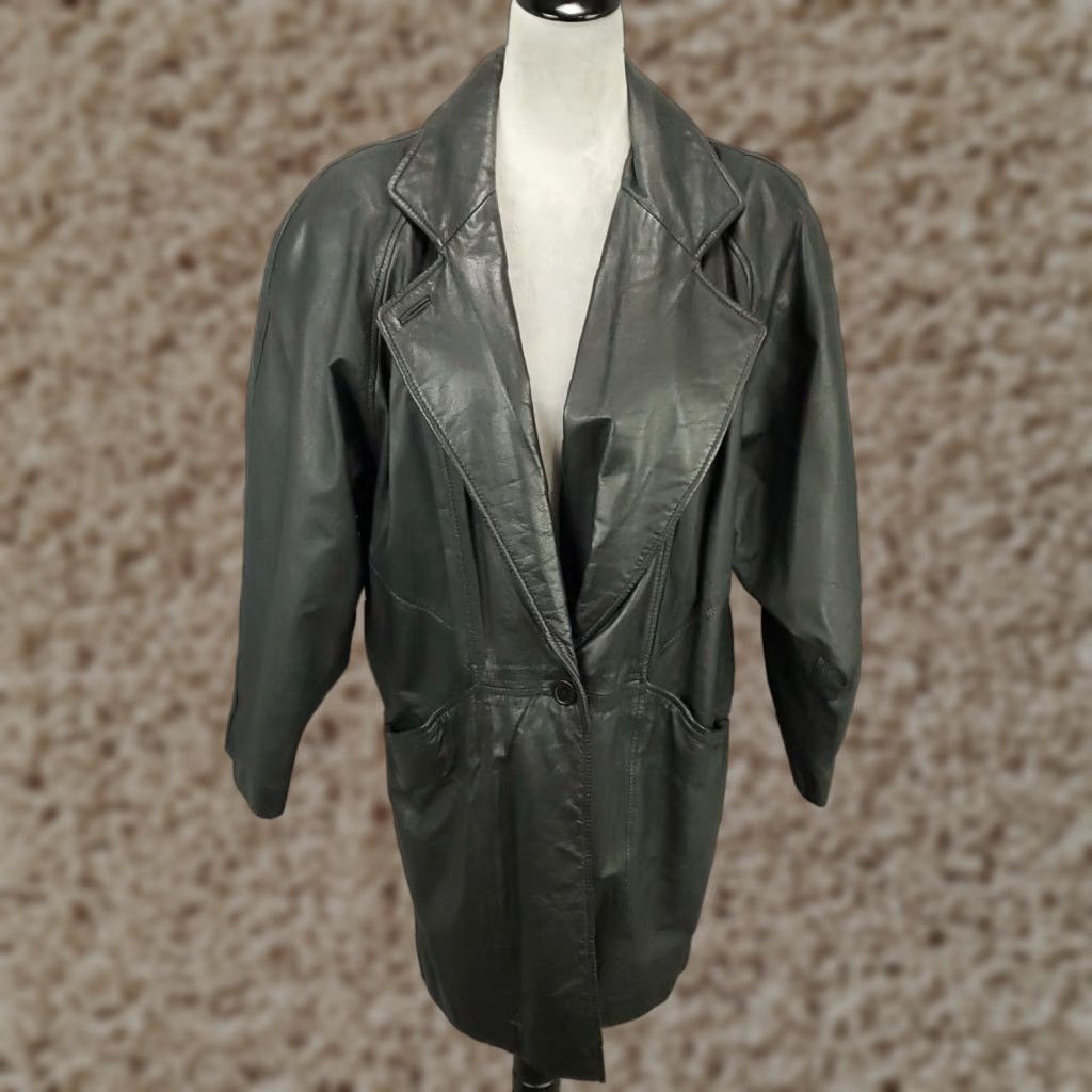 Vintage VINTAGE Bechamel Leather Jacket Womens Small Lined Long Black 80s 90s City Casual Mens Womens? Size S / US 4 / IT 40 - 1 Thumbnail