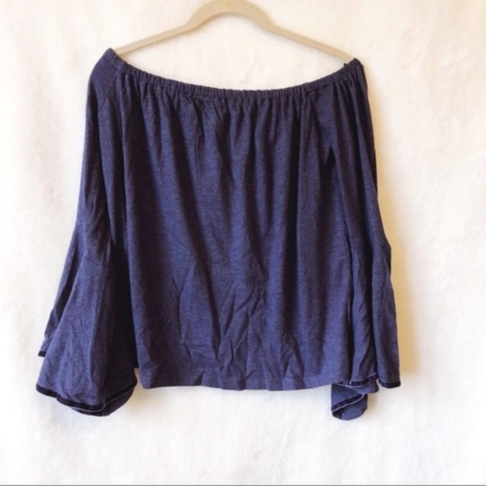 Loft LOFT Velvet Trim Off Shoulder Bell Sleeve Top Size S / US 4 / IT 40 - 5 Thumbnail