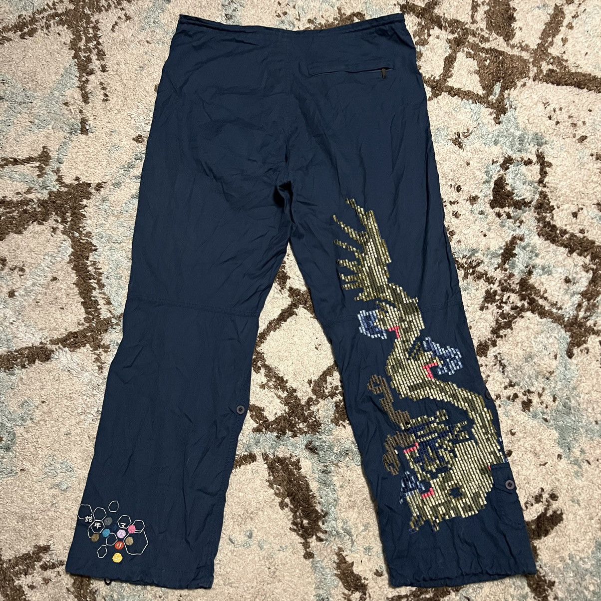 image of Maharishi Dragon Embroidered Combat Cargo Pants Size XL Blue, Men's