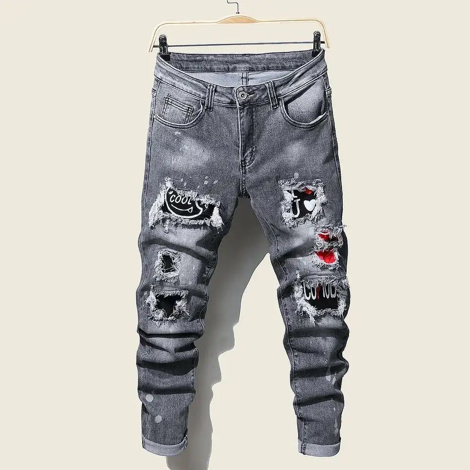 y2k cool ripped slim fit for men