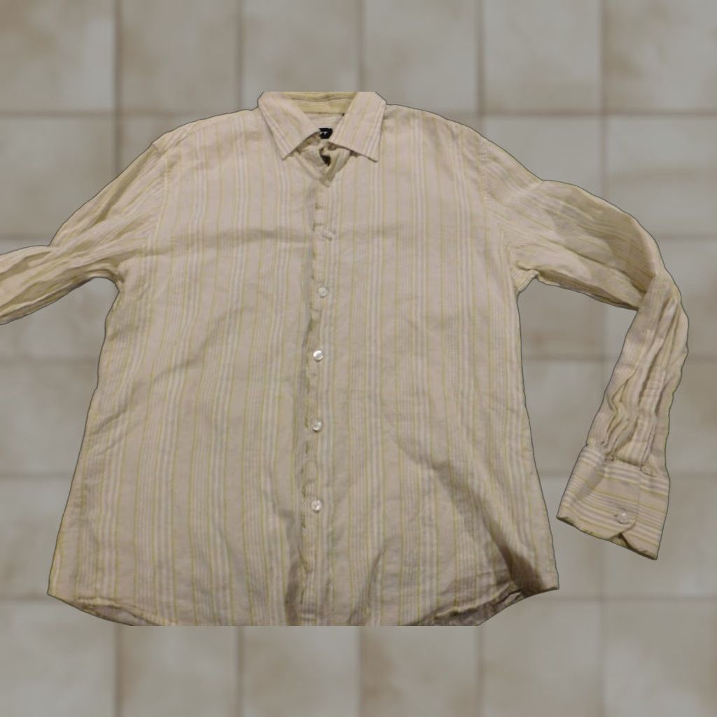Vintage Bullitt Mens Shirt Large Green classic button down Casual Knit Cotton Slim Long Sleeve Button-Up Collared - Mens Size US L / EU 52-54 / 3 - 1 Thumbnail