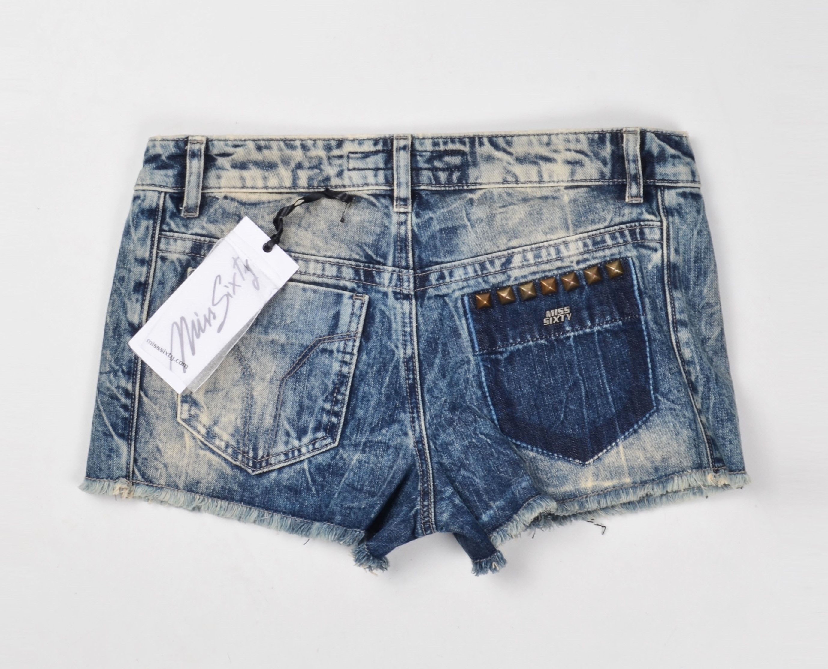 Miss Sixty Vintage Miss Sixty Y2K Grunge Punk Blue Denim Shorts Size 32" / US 10 / IT 46 - 10 Thumbnail