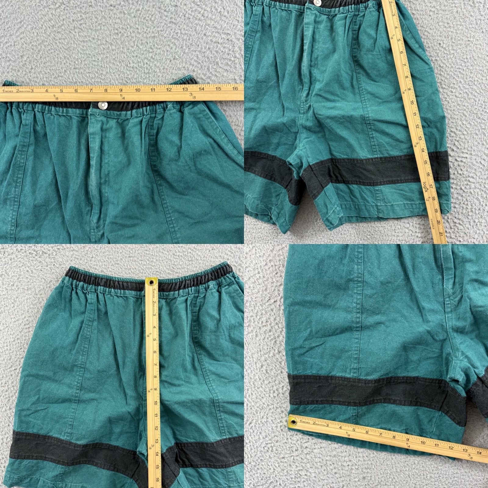 Vintage VINTAGE Surf Odyssey Cargo Shorts Mens L Green 90s Stretch Pockets Casual 7" Inseam Boys? Size US 33 - 8 Thumbnail