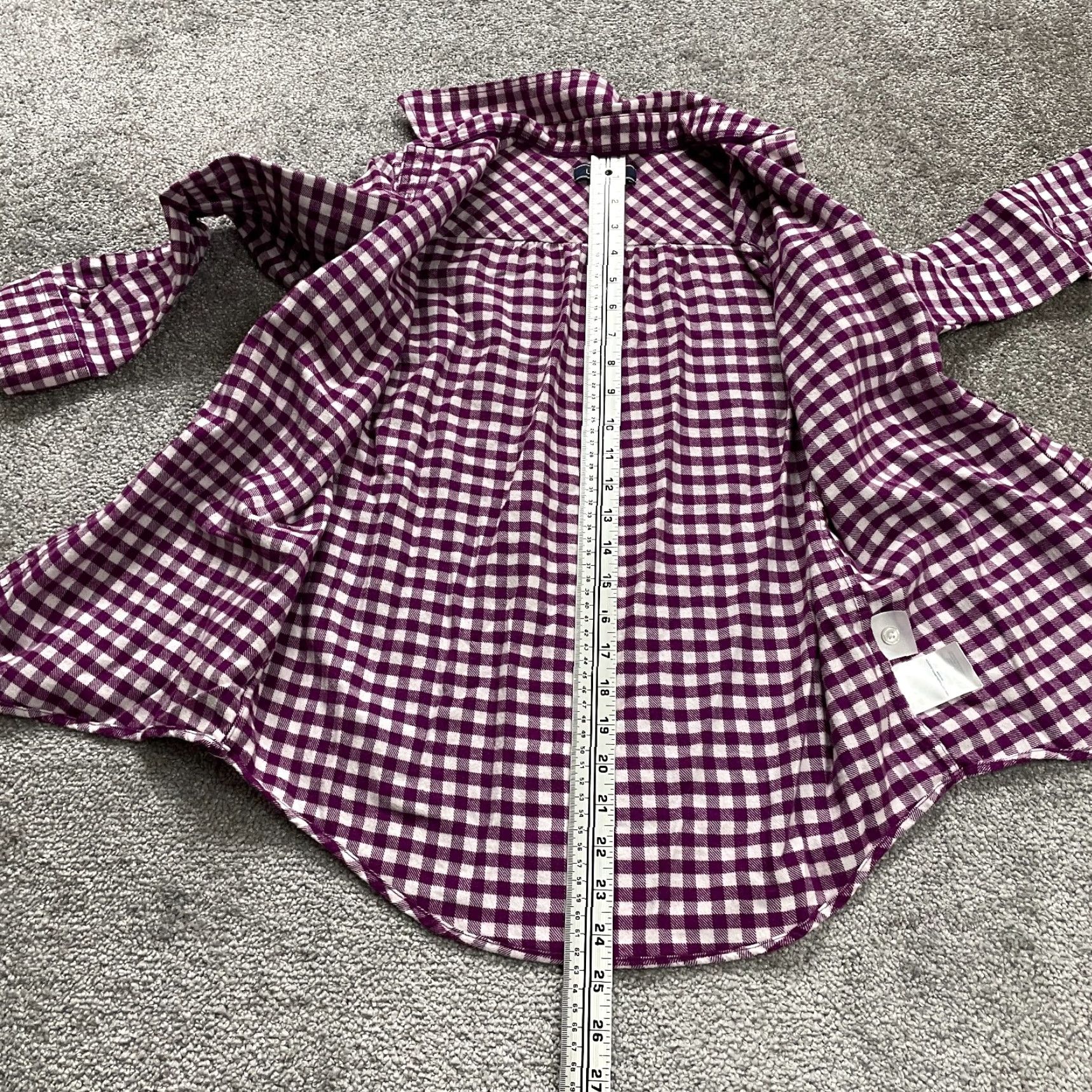 Lands' End Lands' End Button-Down Shirt Womens 2 Petite Purple Plaid Long Sleeve Casual Top Adult Petite Regular Fit 100% Cotton Womens Size XS / US 0-2 / IT 36-38 - 3 Thumbnail