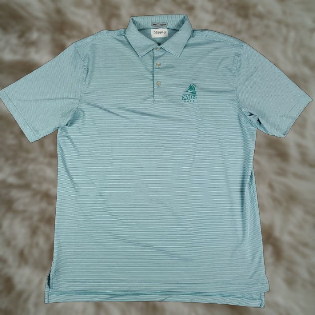 Peter Millar Peter Millar Polo Shirt Mens Large Blue Striped Polo Shirt For Men Size US L / EU 52-54 / 3 - 1 Thumbnail