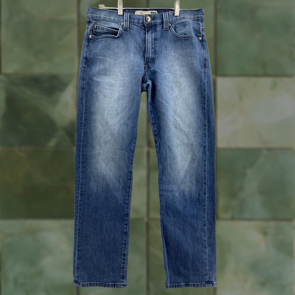 Vintage ARTISTIX Jeans 34 x 33 Straight Leg Denim Embroidered Distressed Skull Pockets Camo Lining Leather Trim Men Blue Size US 34 / EU 50 - 1 Thumbnail