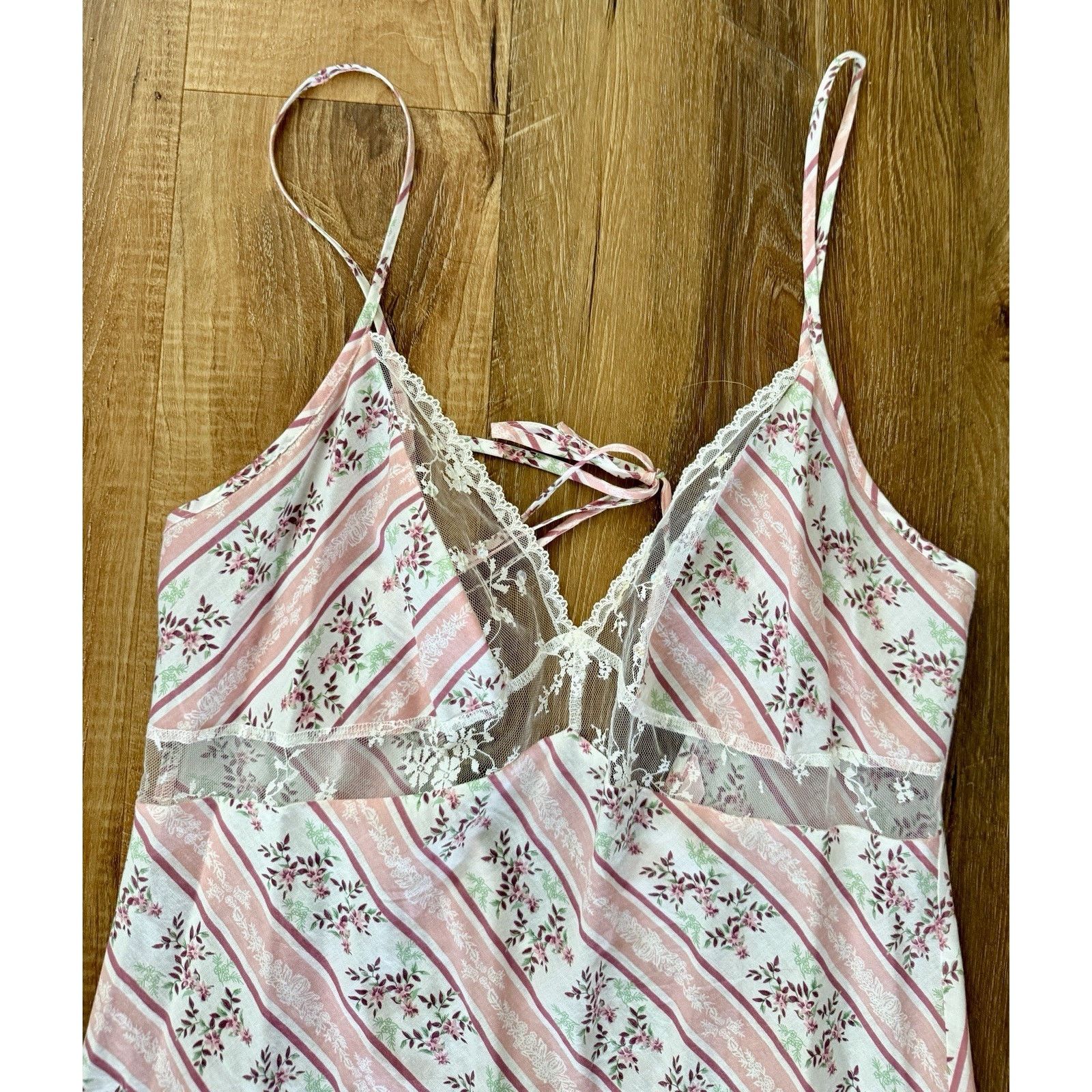 Victoria's Secret VTG Victoria's Secret Long Pink White Floral Nightgown Size ONE SIZE - 5 Thumbnail