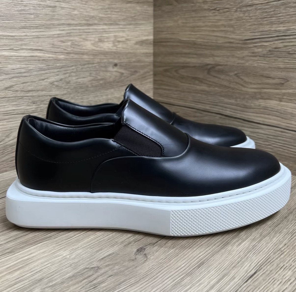 Hermes Hermès Hiro Black and White Glossy Slip-on Shoes J41 Size US 8 / EU 41 - 4 Thumbnail
