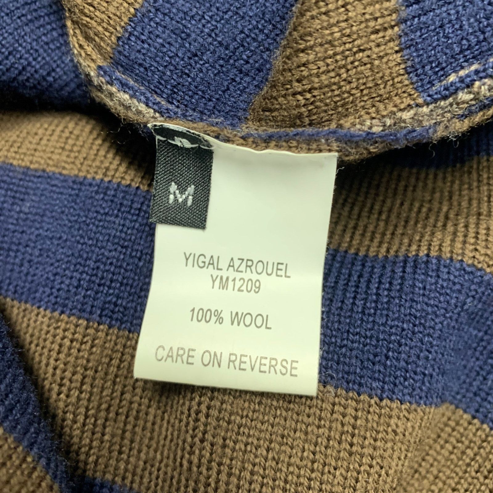 Yigal Azrouel YIGAL AZROUEL Size M Brown Navy Stripe Wool Zip Up Cardigan Size US M / EU 48-50 / 2 - 5 Thumbnail