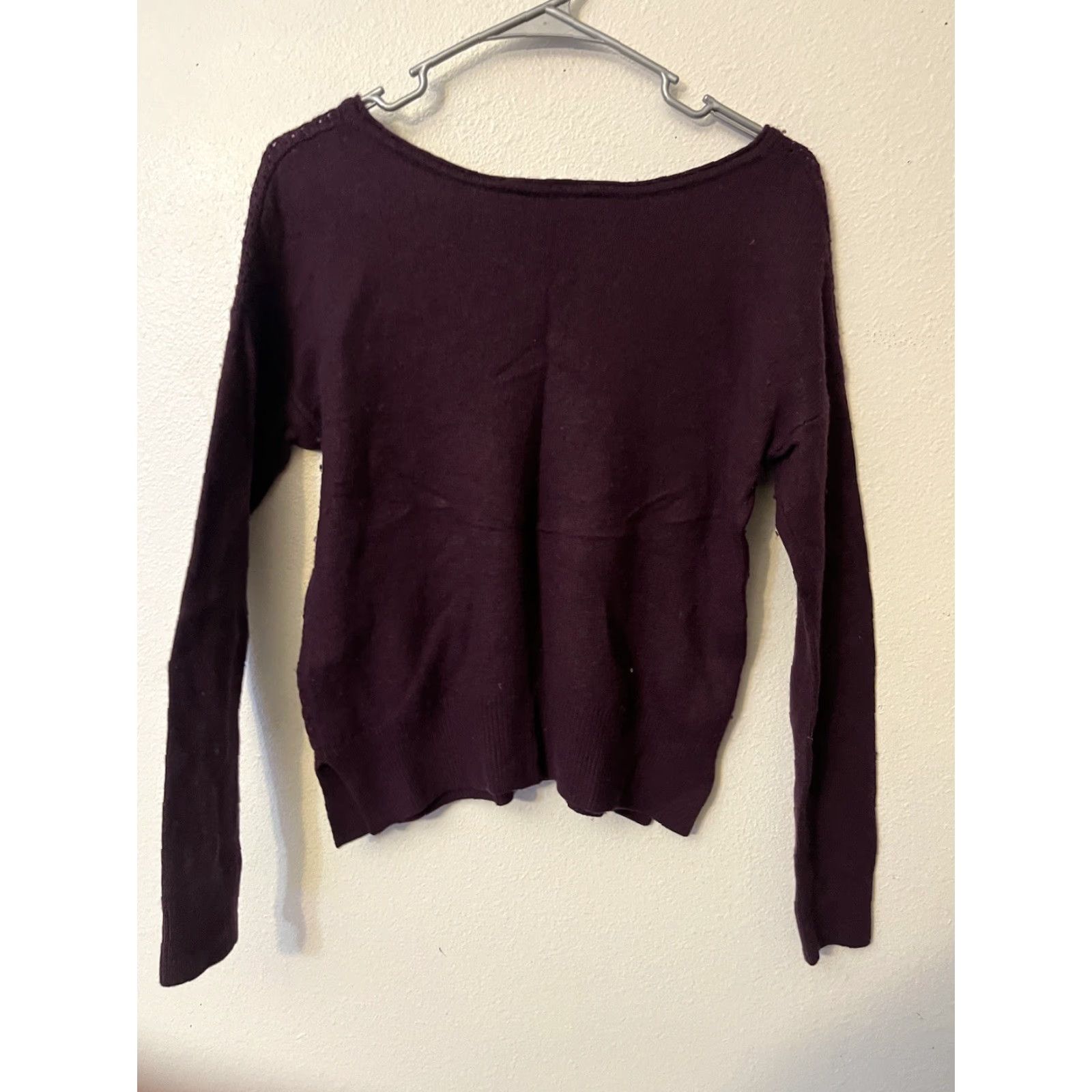 Loft LOFT Women Sweater Maroon Solid Size Large Boat Neck Pullover Knit Long Sleeve Casual Women's Pullover Modern Classic Fall Winter Size L / US 10 / IT 46 - 3 Thumbnail