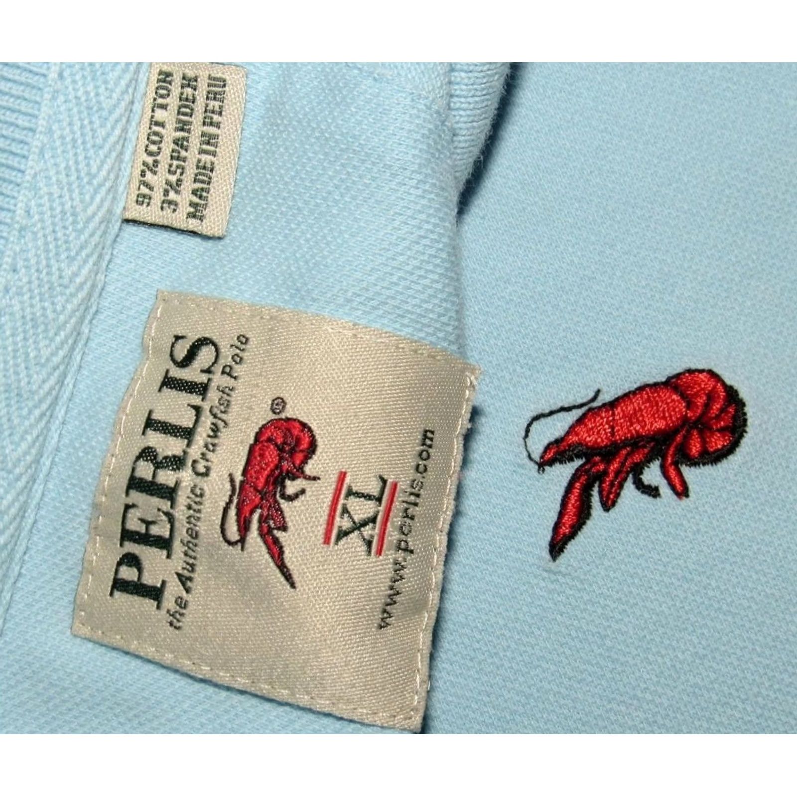 Vintage PERLIS Blue Short Sleeve Pique Polo Shirt XL Mens Polo Shirt XL Blue Size US XL / EU 56 / 4 - 3 Thumbnail