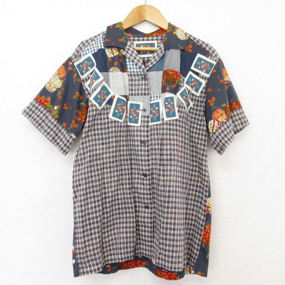 Other Other PINK HOUSE Strawberry Check Patchwork Short Sleeve Shirt Textile Tops DUTY FREE for USA Size ONE SIZE - 1 Thumbnail