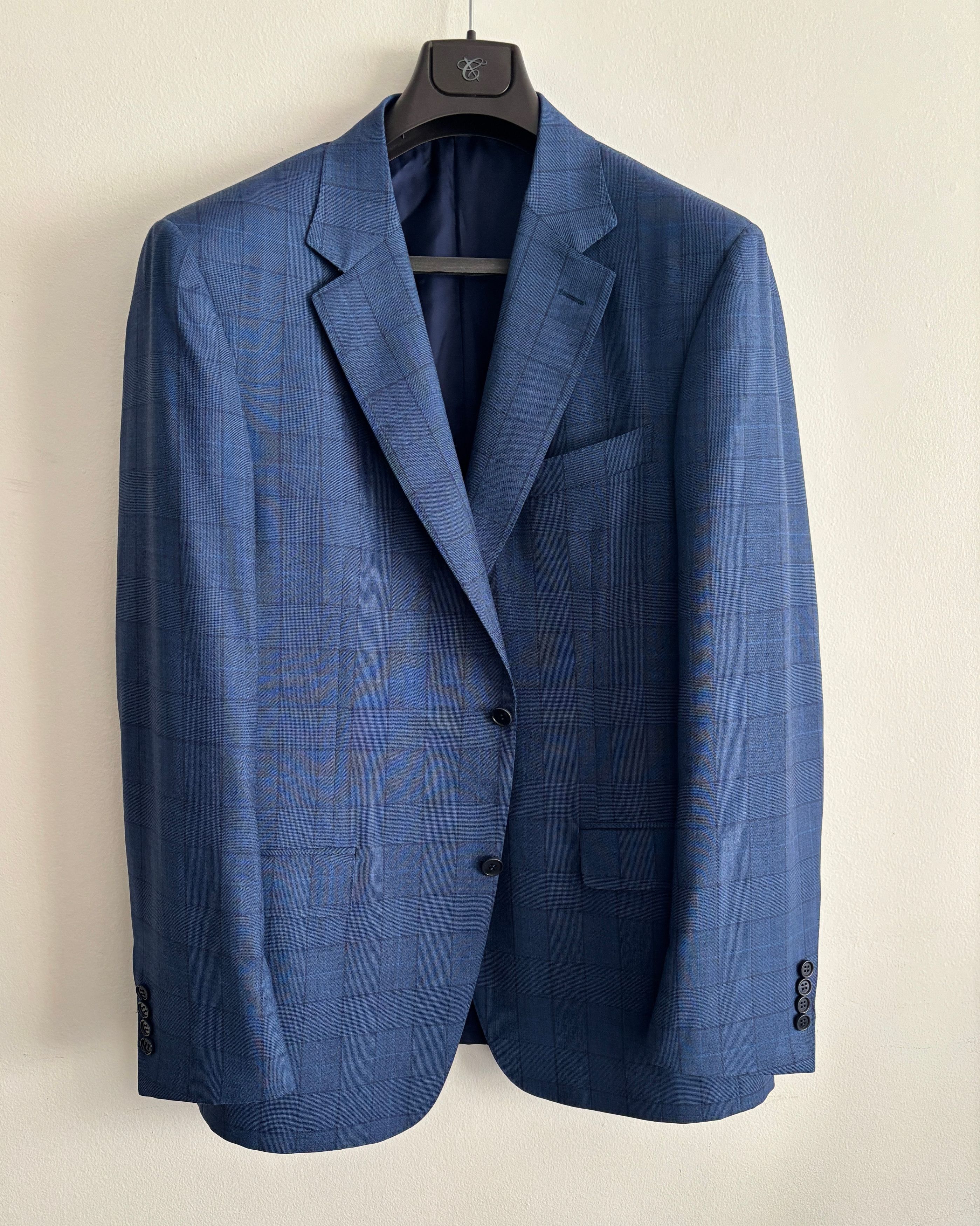 Canali $2100 Windowpane Check Blue Suit - Size 46. Pants 36-37 Size 46R - 1 Thumbnail