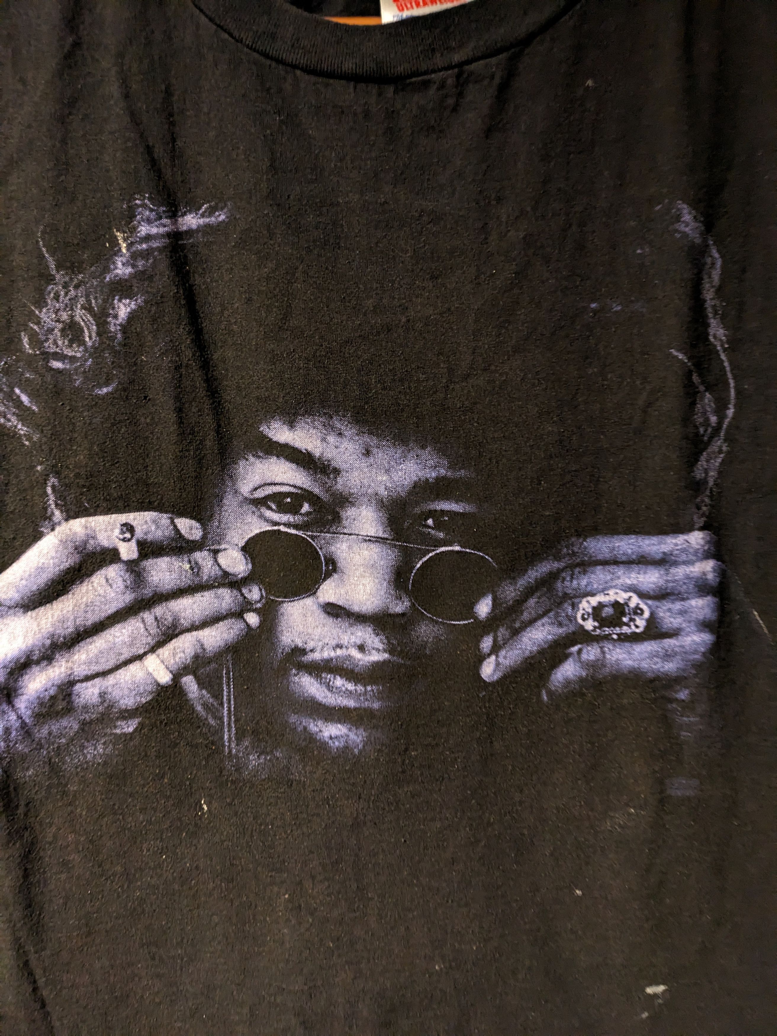 Jimi Hendrix × Vintage Vintage 90s Jimmy Hendrix Purple Haze Black X-Large T-Shirt Size US XL / EU 56 / 4 - 2 Thumbnail