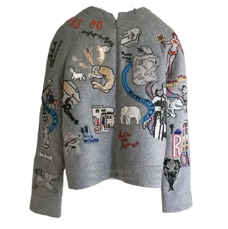 Valentino Valentino Gray Wool Embroidered Long Sleeve Sweatshirt . Size XS / US 0-2 / IT 36-38 - 2 Thumbnail