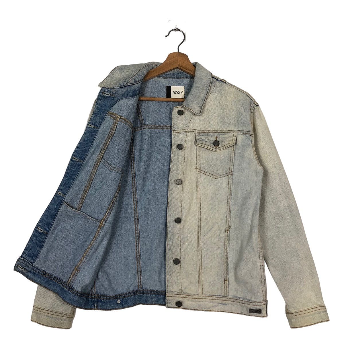Japanese Brand 🔥Rare Acid Wash Design Denim Trucker Jacket Roxy Japan Size US S / EU 44-46 / 1 - 8 Thumbnail
