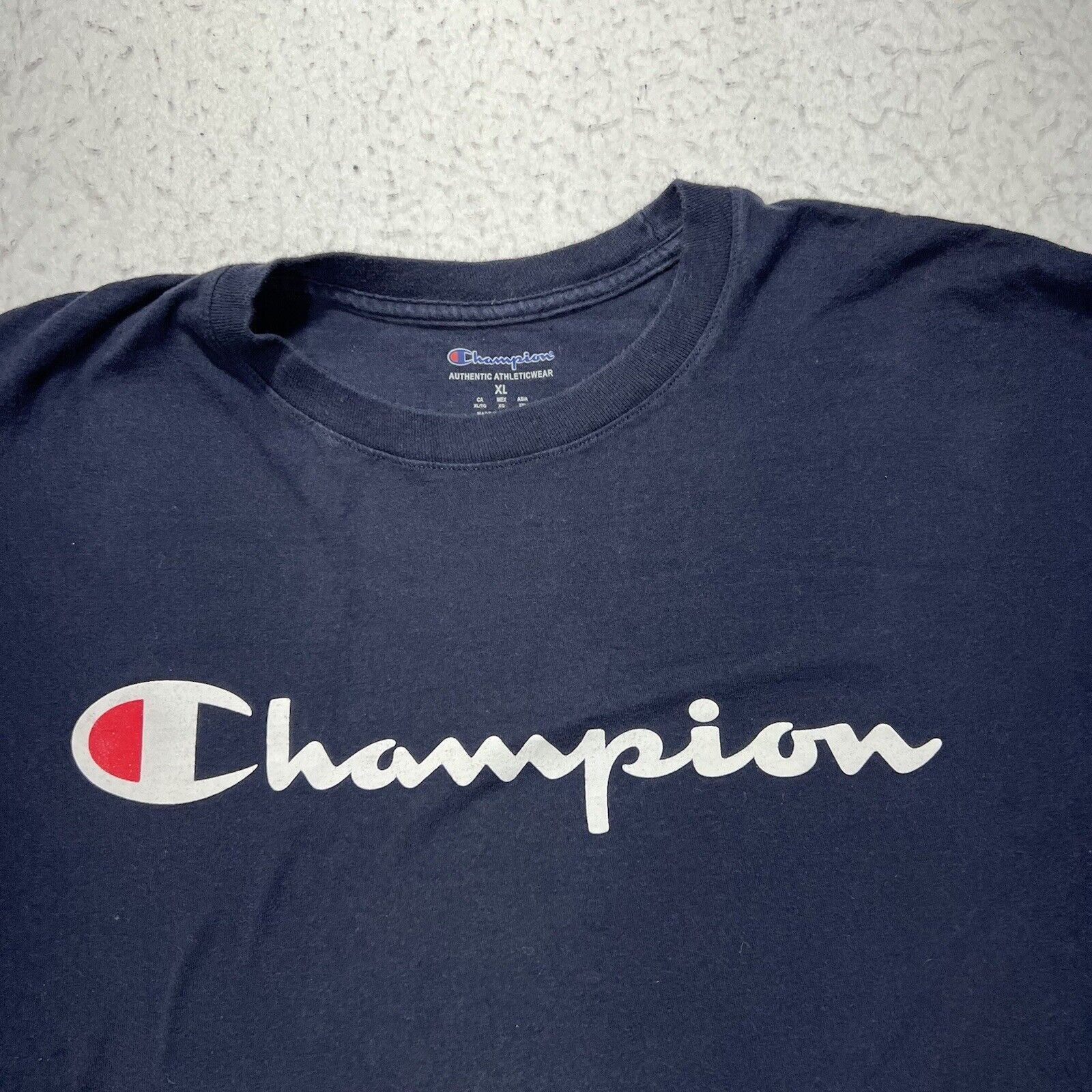 Champion Champion Athleticwear Navy Blue Cotton Graphic T Shirt Size US XL / EU 56 / 4 - 2 Thumbnail