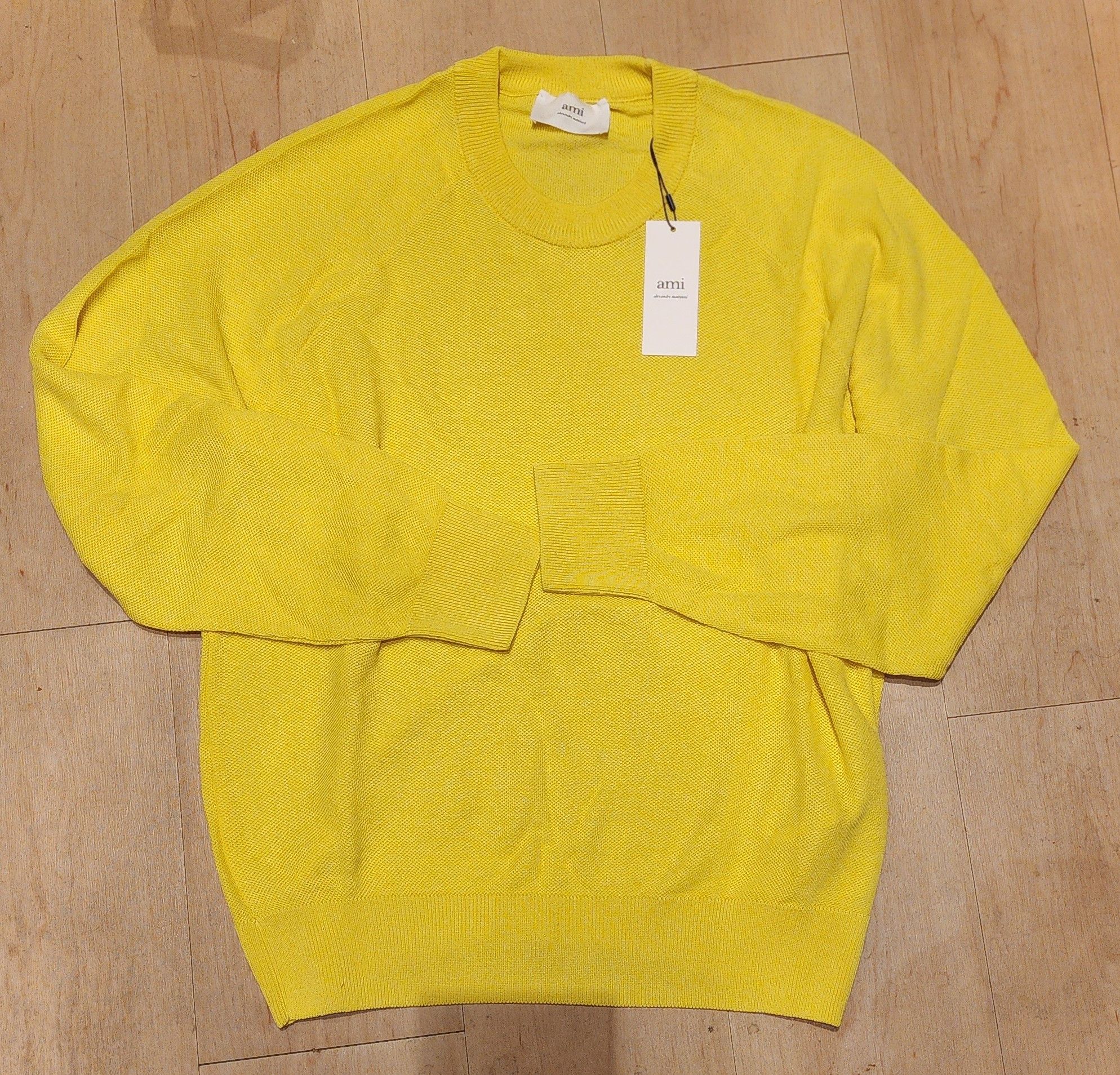 image of Ami Paris Yellow Cotton Sweater Xl, Men's