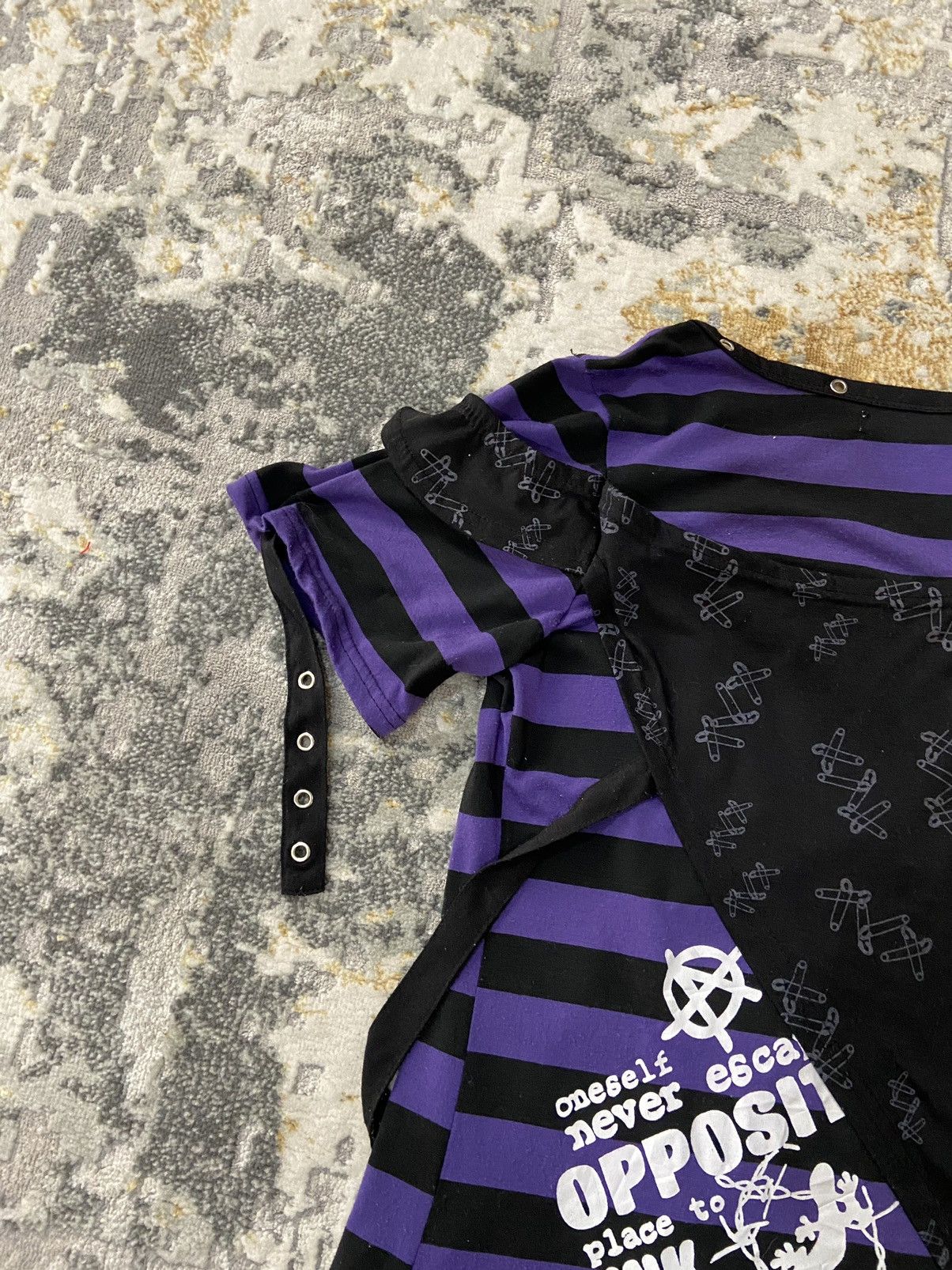 AC/DC × If Six Was Nine × Japanese Brand PUNK GOTHIC HORIZONTAL STRIPED SHIRT Size S / US 4 / IT 40 - 9 Thumbnail