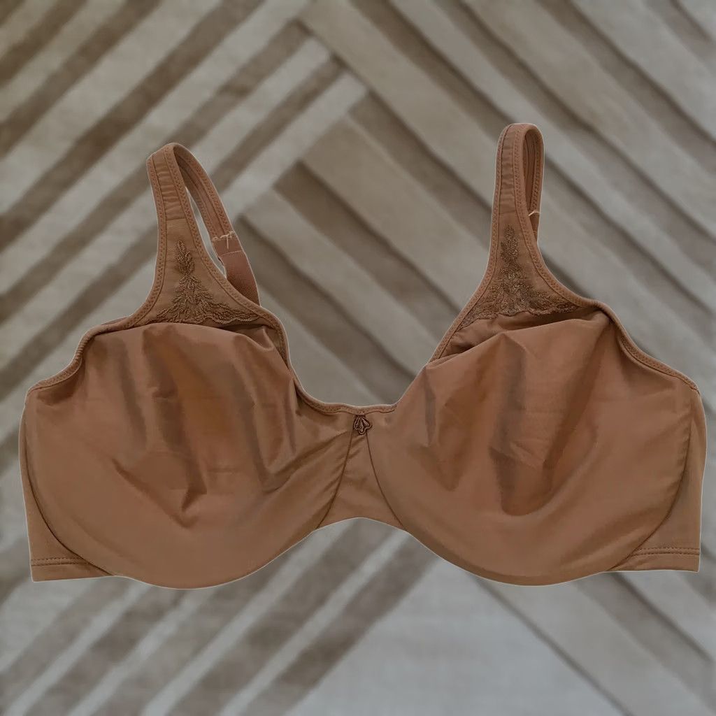 Vintage Bali Passion for Comfort Underwire Bra Tan Brown 40DD Seamless Embroidery T-Shirt Bra Womens Size ONE SIZE - 1 Thumbnail