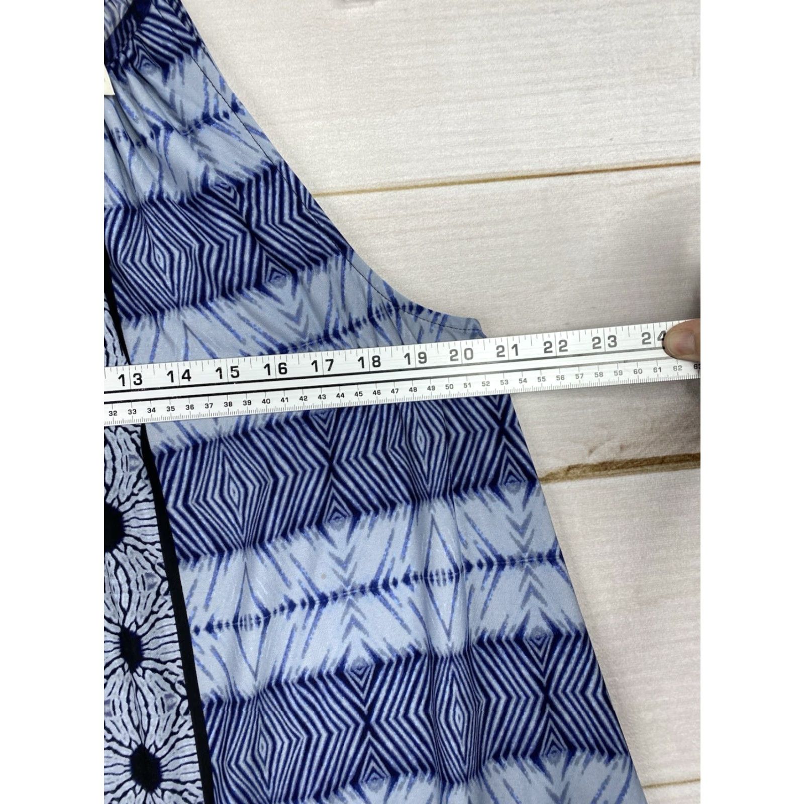 Vintage Chico's Dress Shirt XS XL 16 Blue Patchwork Jersey Knit A-Line Midi Keyhole Halter Sleeveless Womens Regular Size XL / US 12-14 / IT 48-50 - 3 Thumbnail