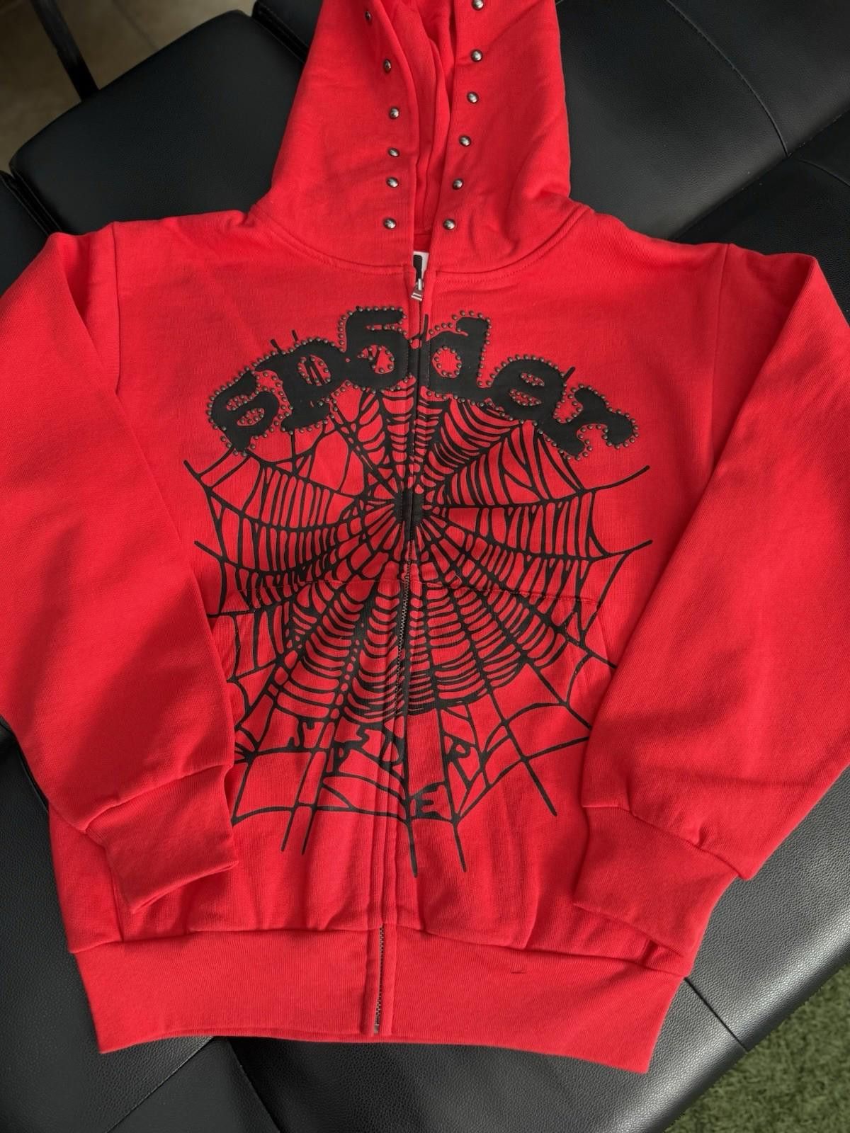 Sp5der Sp5der Worldwide Red Zip Up Studded Hoodie Size XS (NEW) Size US XS / EU 42 / 0 - 2 Thumbnail