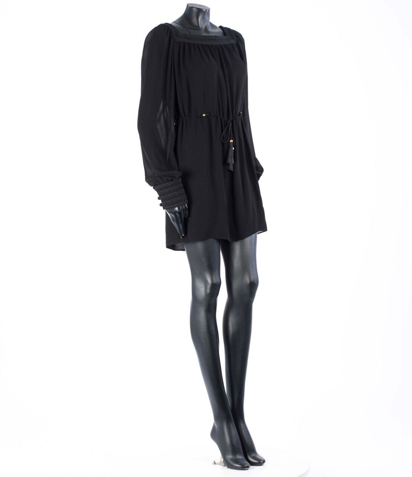 Saint Laurent Paris SAINT LAURENT 3690$ Embroidered Dress In Black Silk Crepe Size S / US 4 / IT 40 - 15 Thumbnail