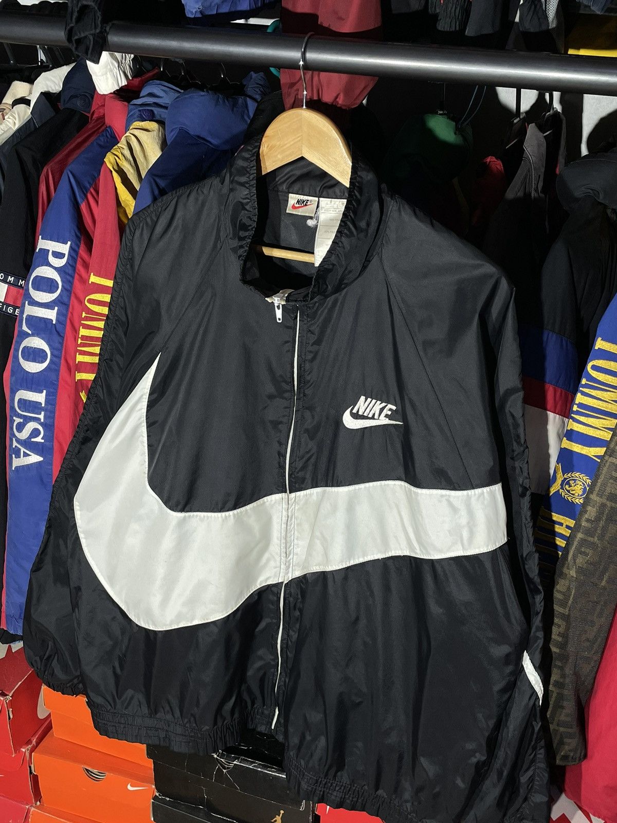 Nike × Vintage Windbreaker Nike Big Swoosh Vintage 90’s Size US XL / EU 56 / 4 - 2 Thumbnail