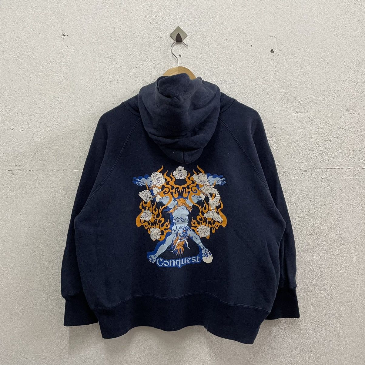 Japanese Brand × Vintage 🔥🇯🇵Vintage Conquest Big Devil Fire Pullover Oversize Hoodie Size US XL / EU 56 / 4 - 1 Thumbnail