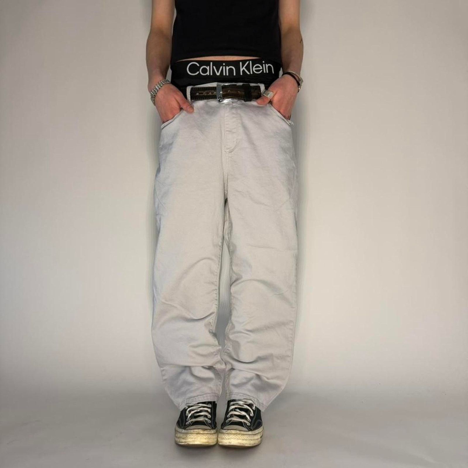 JNCO × Vintage Vintage y2k baggy faded grey techwear wide leg pants Size US 37 - 1 Thumbnail