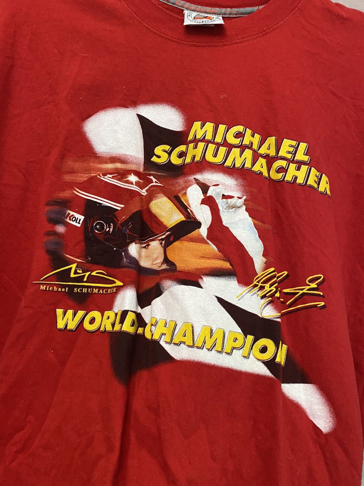 Vintage Vintage 90s F1 Michael Schumacher World Formula T-Shirt Size US XL / EU 56 / 4 - 2 Thumbnail