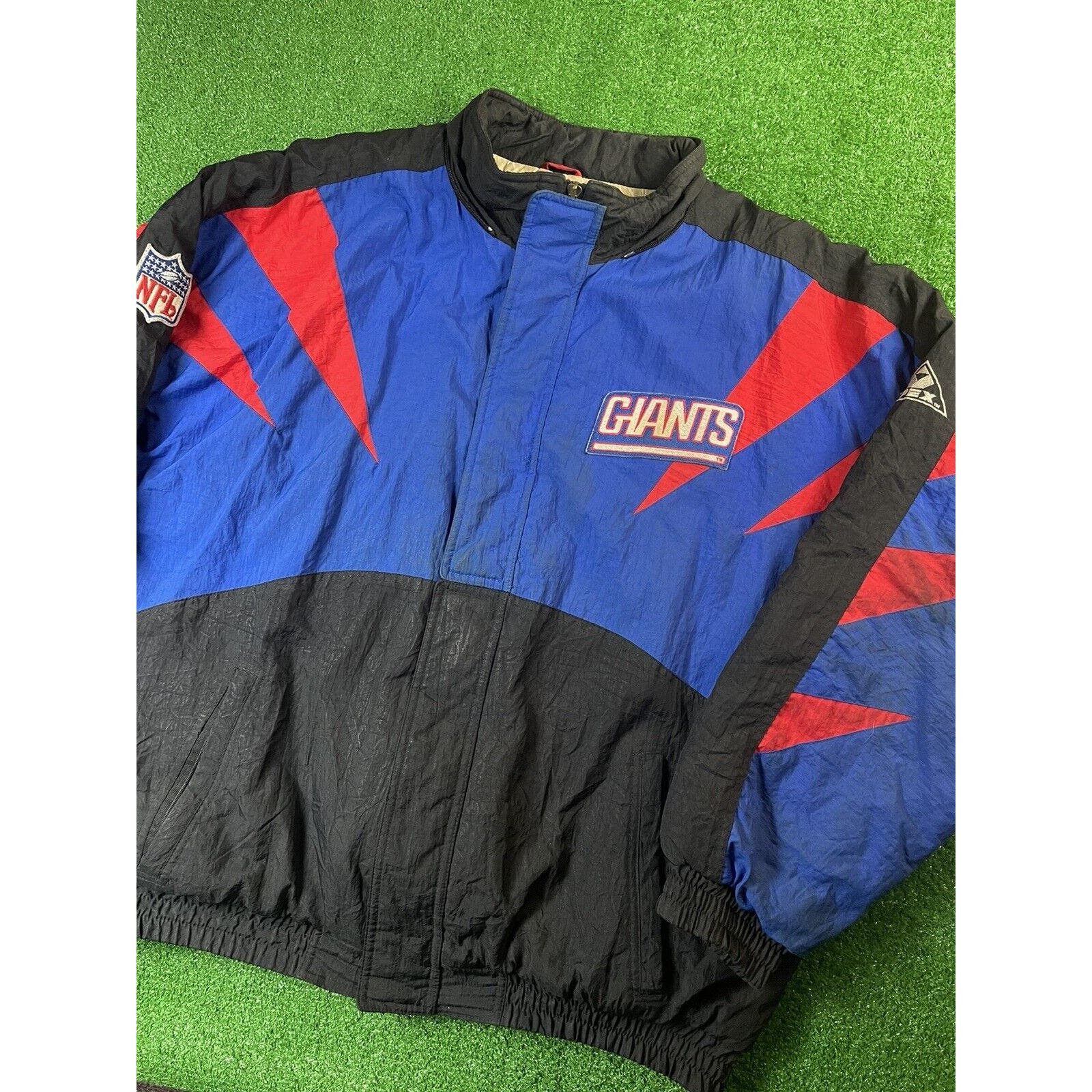 Image of Vintage New York Giants Apex Sharktooth XL Jacket Starter in Blue, Men's