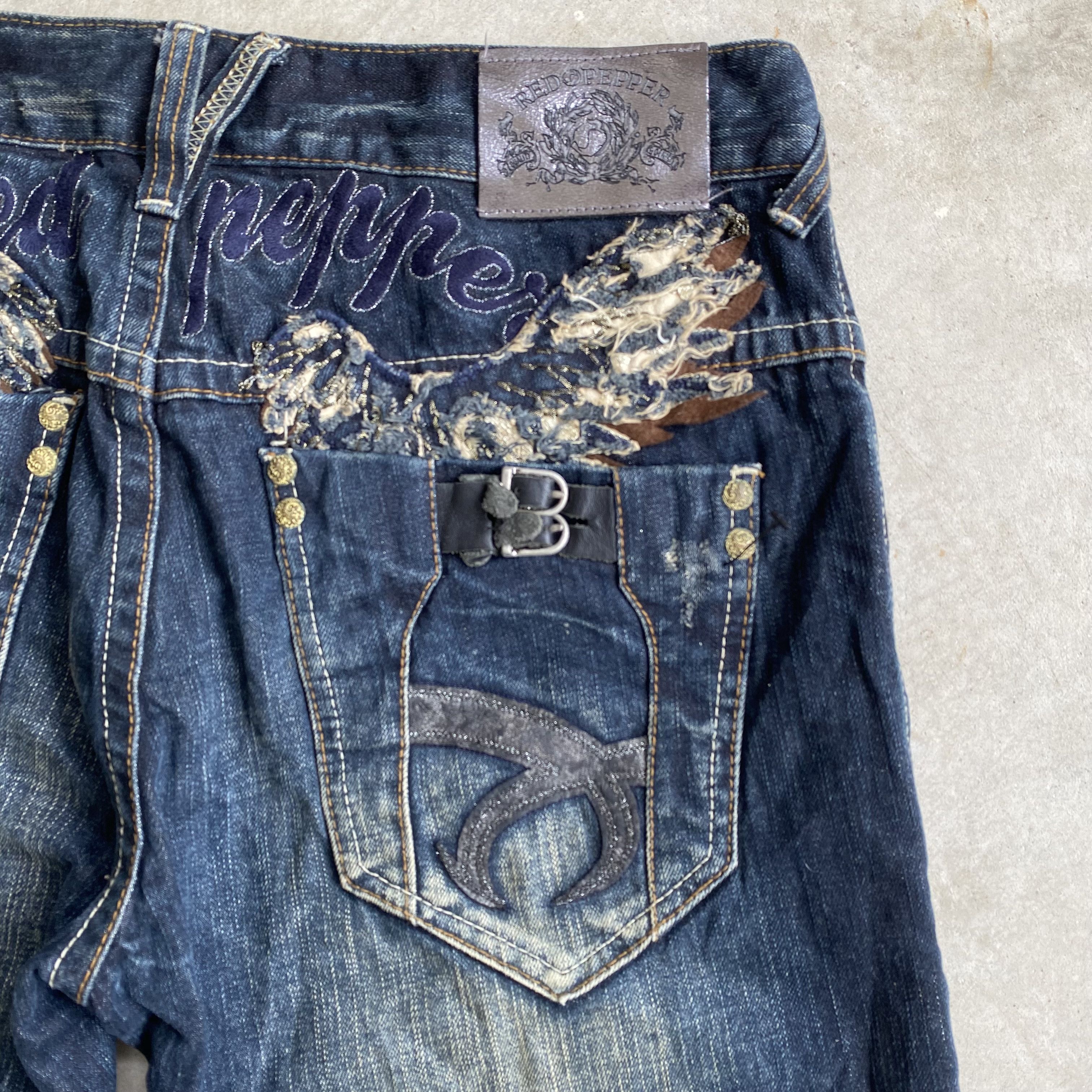 Ed Hardy Red Pepper Embroidered Wings Whisker Clawmark Denim Jeans Size US 32 / EU 48 - 7 Thumbnail