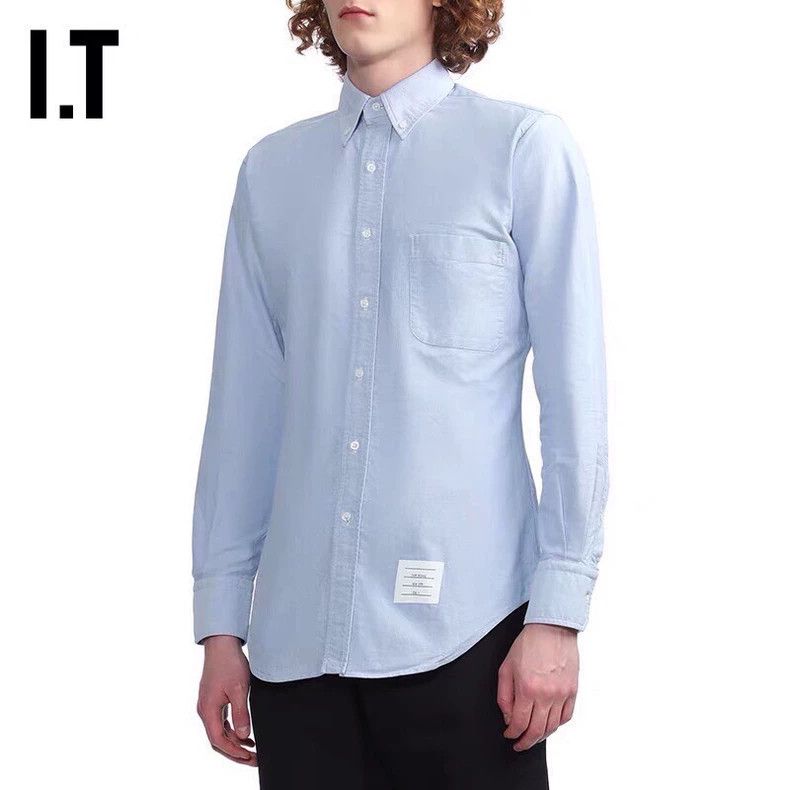 Thom Browne Thom Browne Blue Oxford classic lapel long-sleeved shirt 25 Size US S / EU 44-46 / 1 - 8 Thumbnail