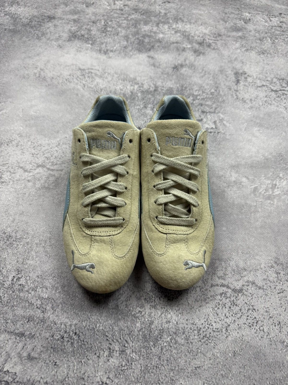 Puma Vintage Y2K Puma Speedcat Low Top Suede Beige/Blue Sneakers Size US 7 / IT 37 - 9 Thumbnail