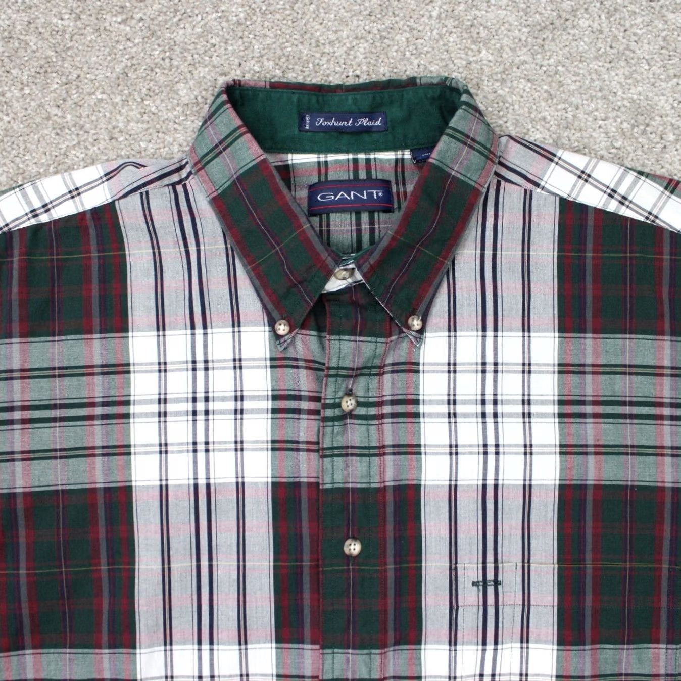 Gant GANT Shirt Mens Large Red & Green Plaid Button-Up Long Sleeve Cotton/Poly Twill Size US L / EU 52-54 / 3 - 6 Thumbnail