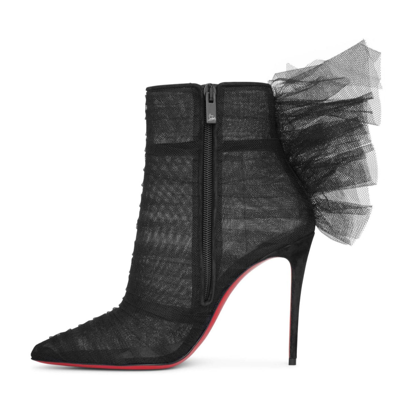 Christian Louboutin Christian Louboutin Libellibooty 100 Black Mesh Tulle Ankle Size US 4.5 / IT 34.5 - 8 Thumbnail