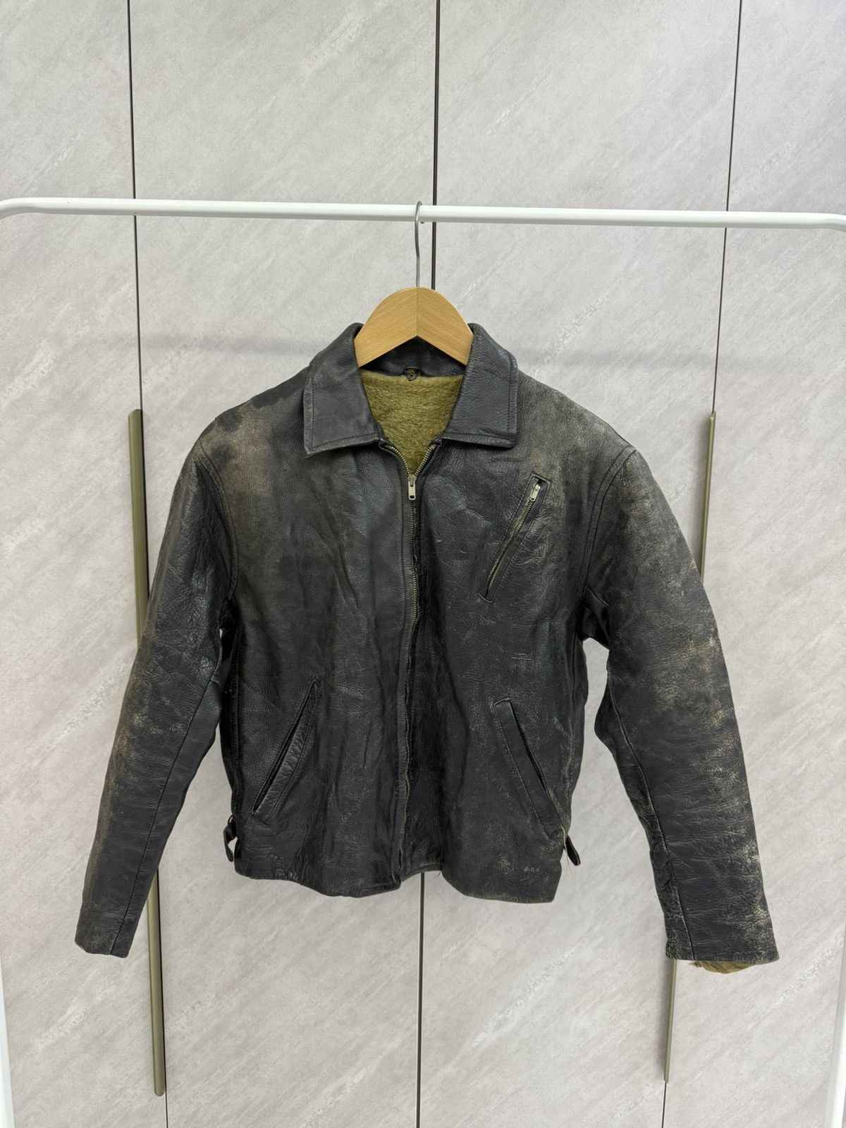 Genuine Leather Vtg Distress Patina Rugged Leather Jacket Like Ralph Lauren Size US S / EU 44-46 / 1 - 1 Thumbnail
