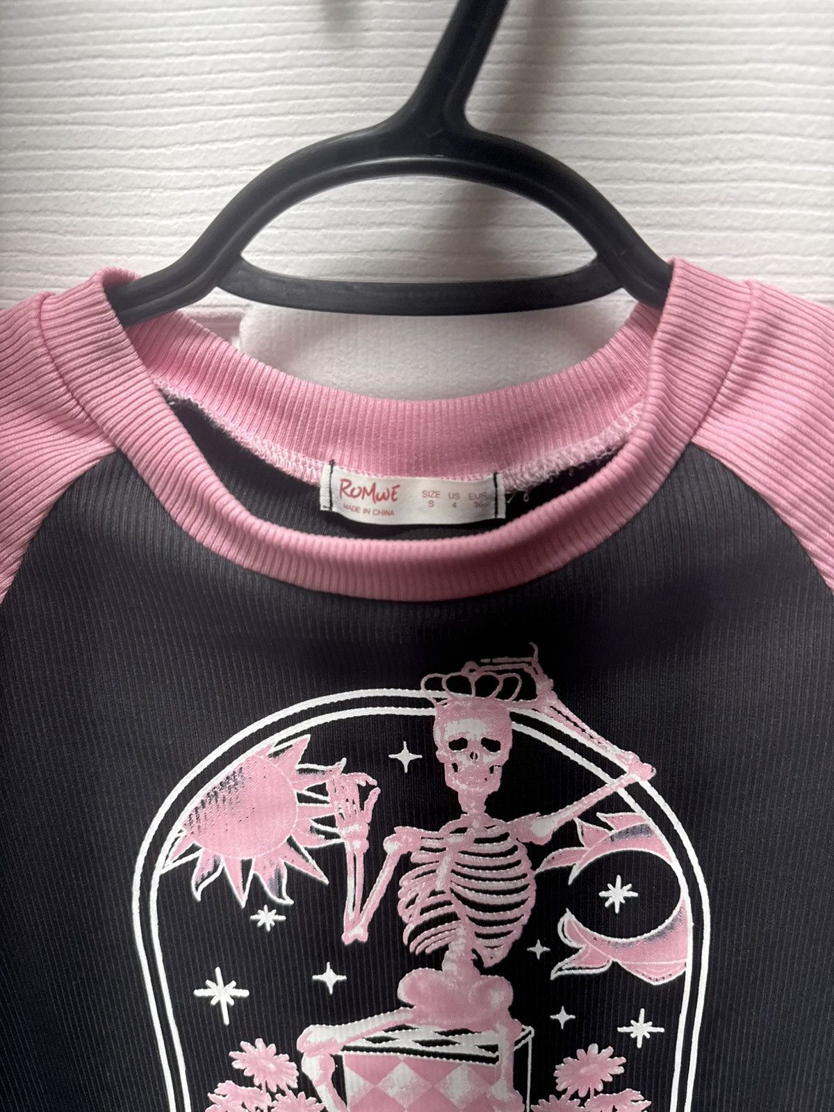Japanese Brand Romwe Y2K Black Pink Skeleton Baby Tee Cute Size US S / EU 44-46 / 1 - 2 Thumbnail