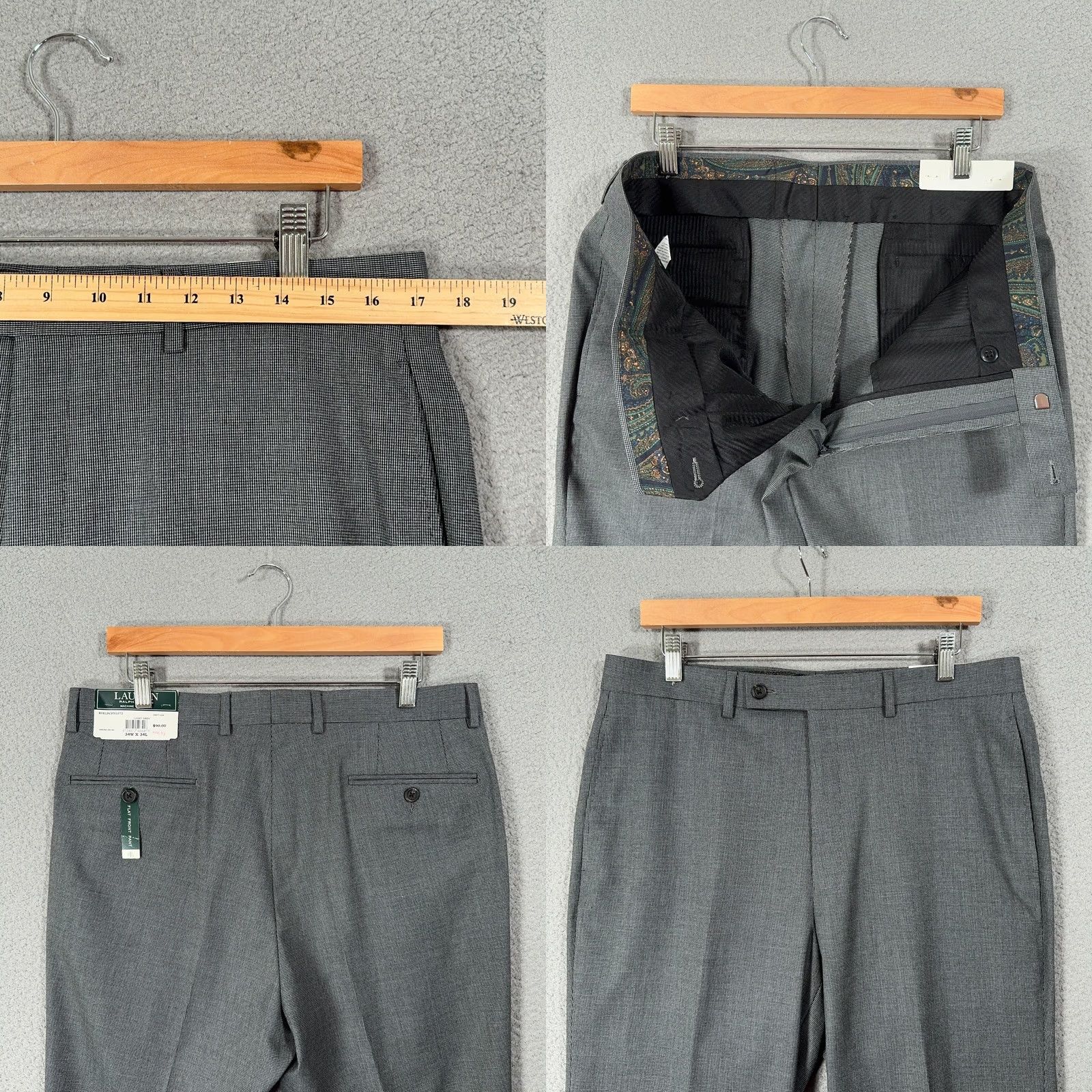 Ralph Lauren Lauren Ralph Lauren Pants Mens 34x34 Gray Micro Houndstooth Trousers Dress Pants Classic Fit Everyday Wear Mens Size US 34 / EU 50 - 8 Thumbnail