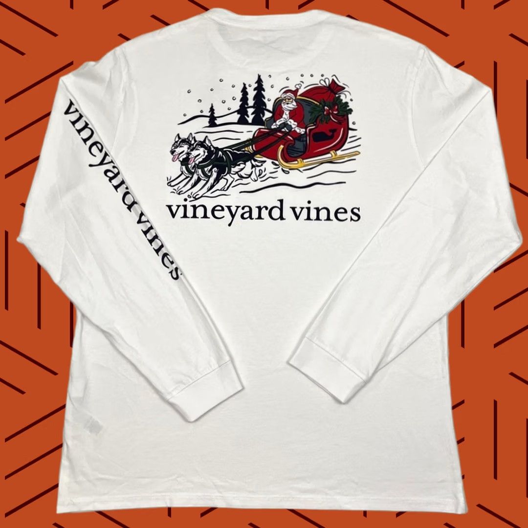 Vineyard Vines Vineyard Vines Christmas Shirt Mens L White Graphic Santa Dogs Sled Holiday NEW Size US L / EU 52-54 / 3 - 1 Thumbnail