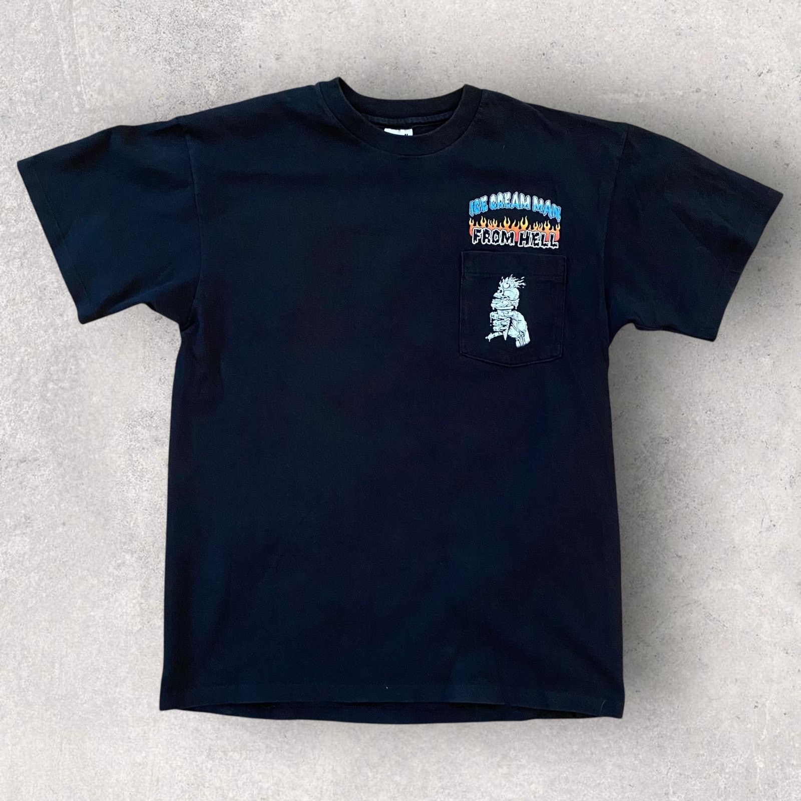 Anvil × Vintage Vintage Ice Cream Man From Hell Skull Flames Biker T Shirt Size US L / EU 52-54 / 3 - 2 Thumbnail