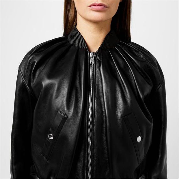Alexander McQueen o1g2r1mq0824 Leather Bomber Jackets in Black Size S / US 4 / IT 40 - 3 Thumbnail