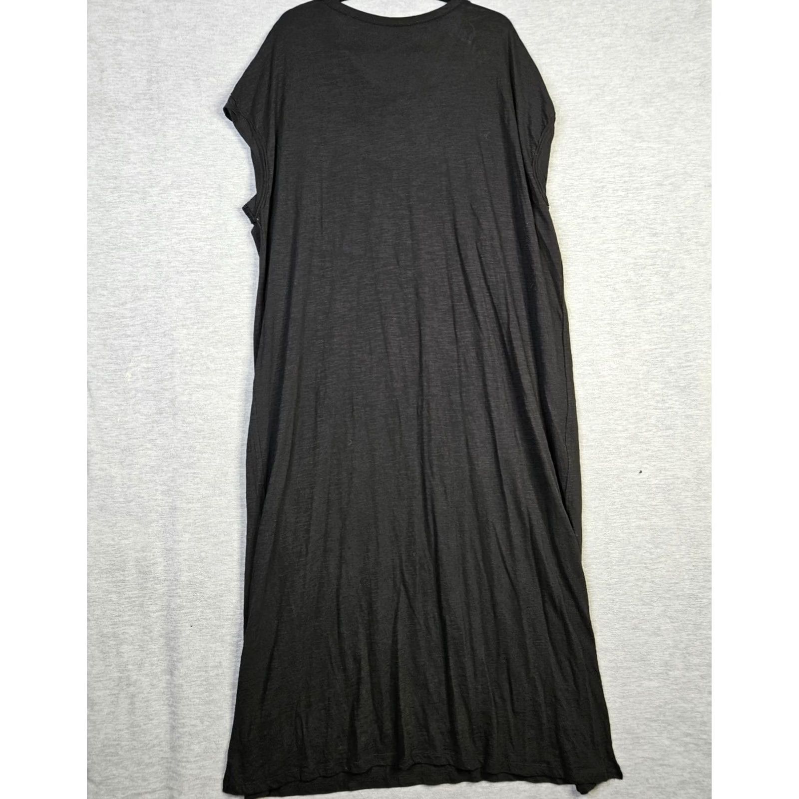 Vintage Natural Life Women's XL Black Jersey Knit Cotton Tee Midi Dress Dress Black Jersey Knit Cotton Tee Midi Dress Size XL / US 12-14 / IT 48-50 - 3 Thumbnail