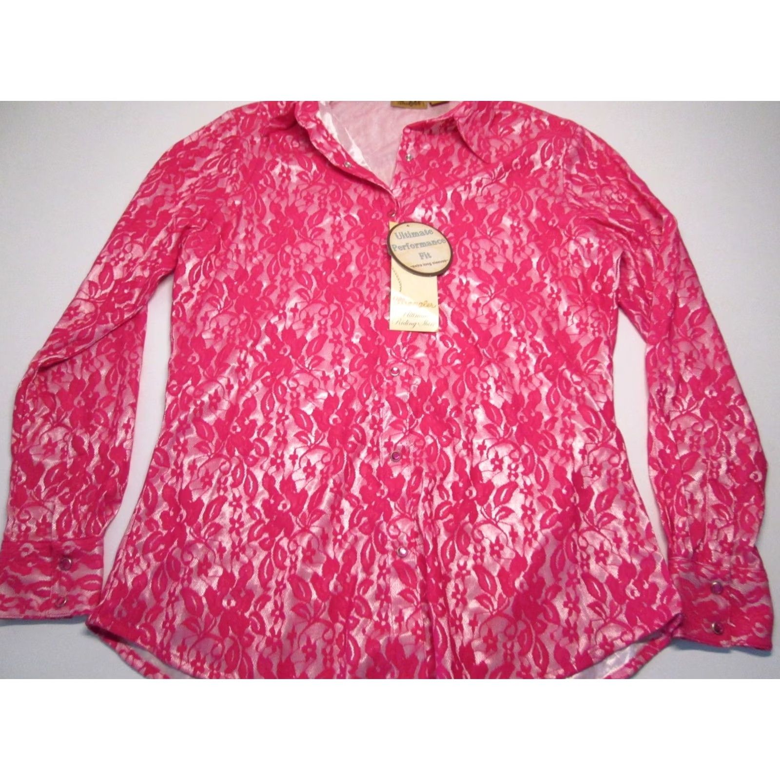 Wrangler NWT Wrangler Womens Pink Floral Button-Up Blouse Long Sleeve Collared Size M Size M / US 6-8 / IT 42-44 - 2 Thumbnail