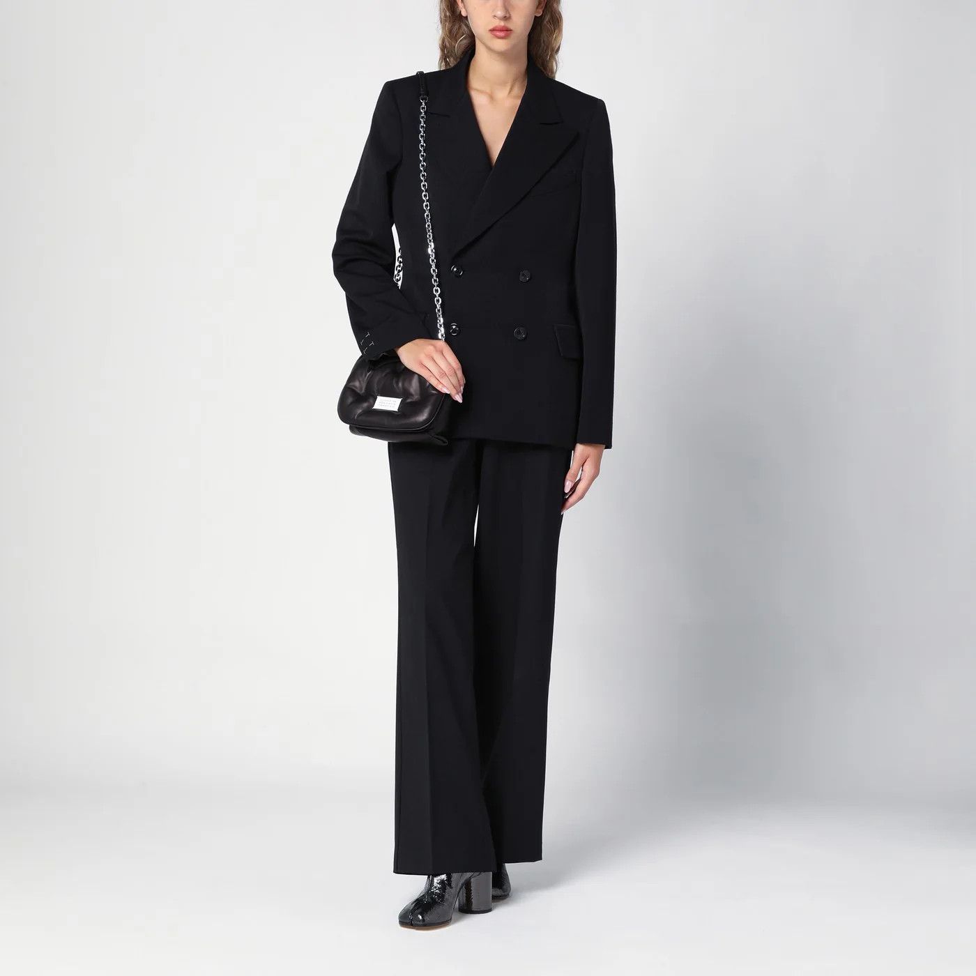 Maison Margiela o1d2blof0426 Wool Double-Breasted Jacket in Black Size L / US 10 / IT 46 - 2 Thumbnail