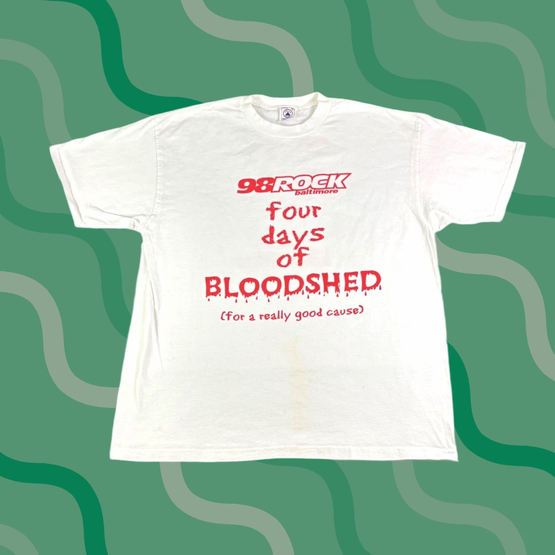 Delta VINTAGE 1990s Baltimore Blood Drive Shirt Mens XL White Delta Pro Weight Grunge Graphic Tee Size US XL / EU 56 / 4 - 1 Thumbnail