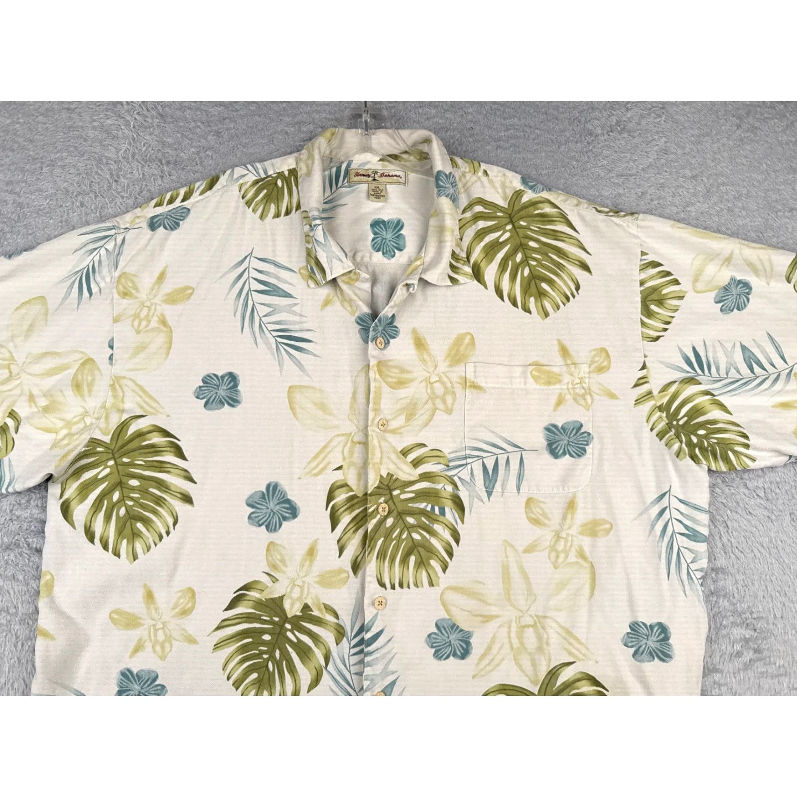 Tommy Bahama Tommy Bahama Shirt Men 2XL XXL White Green Floral 100% Silk Hawaiian Button Up Size US XXL / EU 58 / 5 - 4 Thumbnail